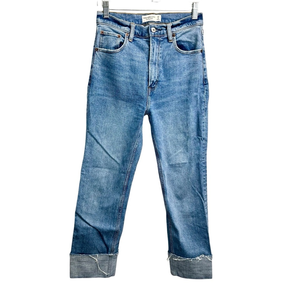 Abercrombie and Fitch Ultra High Rise Ankle Straight Cuffed Jeans - Picture 3 of 6